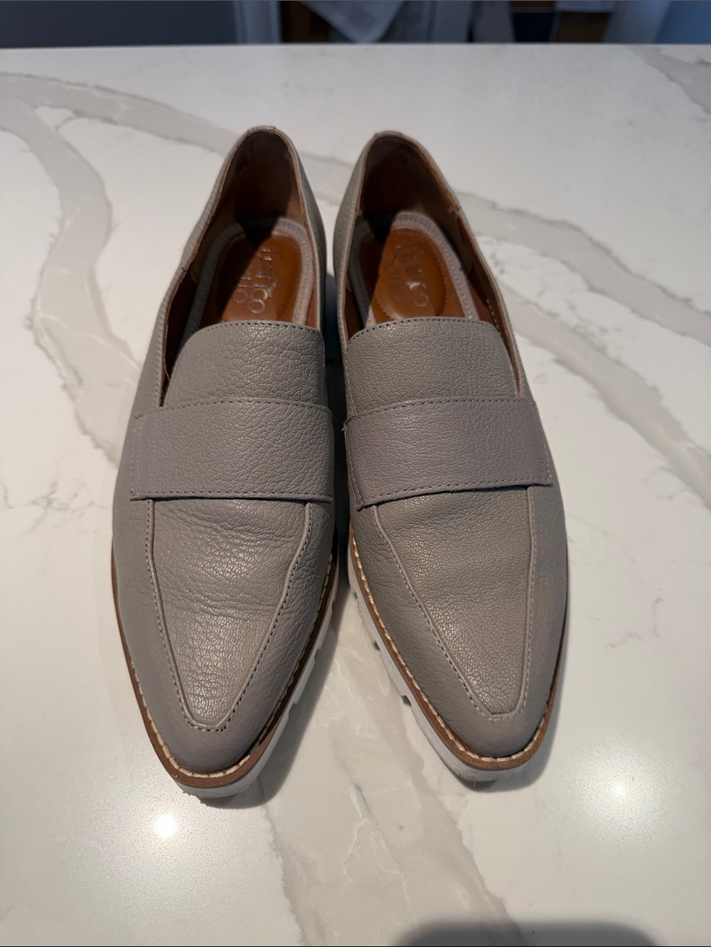 Franco Sarto Women’s  Grey Leather Penny Loafers